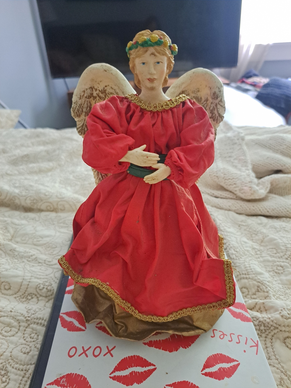 Red Angel Holiday Tree Topper Christmas 10in